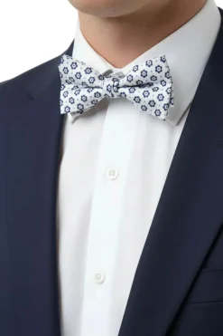 White Floral Medallion Pattern Bow Tie