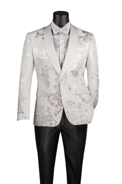White Slim Fit Fashion Jacket Shawl Lapel