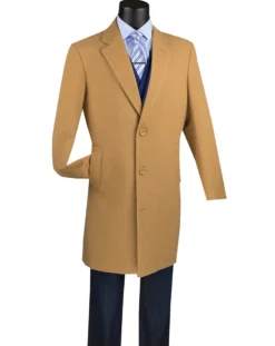 Wool & Cashmere Regular Fit Top Coat 38" Long in Camel