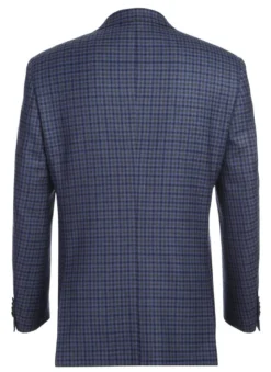 Wool Blend Blue Regular Fit Mini Check Pattern Sports Coat
