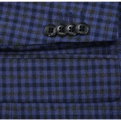 Wool Blend Blue Regular Fit Mini Check Pattern Sports Coat