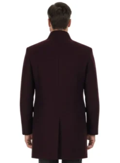 Wool Blend Burgundy Overcoat