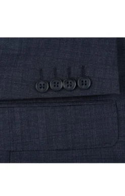 Wool Blend Regular Fit Suit 2 Piece Suit 2 Button in Navy