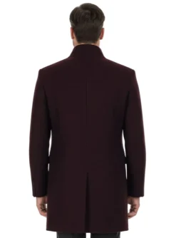 Wool Blend Burgundy Overcoat