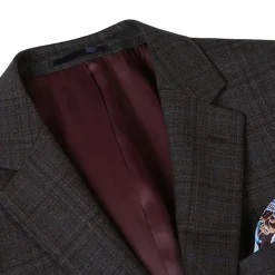 Wool Blend Regular Fit Checked Blazer in Brown