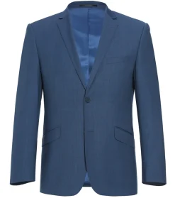 Wool Single Breasted Dress Suit Slim Fit 2 Piece 2 Button in Blue