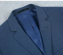 Wool Single Breasted Dress Suit Slim Fit 2 Piece 2 Button in Blue