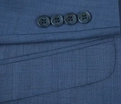 Wool Single Breasted Dress Suit Slim Fit 2 Piece 2 Button in Blue