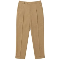 (34W) Regular Fit Pleated Pre-hemmed With Cuffs - Khaki