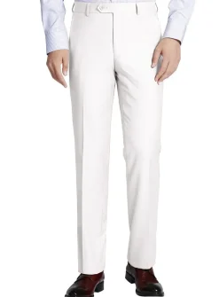 (32W) White Pre-Hemmed Regular Fit Dress Pants