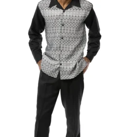 (XL) Black 2 Piece Long Sleeve Walking Suit Set