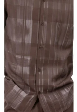 (2XL) Brown Grid Pattern Long Sleeve Walking Suit
