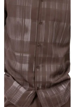 (2XL) Brown Grid Pattern Long Sleeve Walking Suit